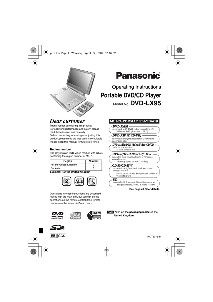 Panasonic Dvdlx95 Operating Instructions Manualzz