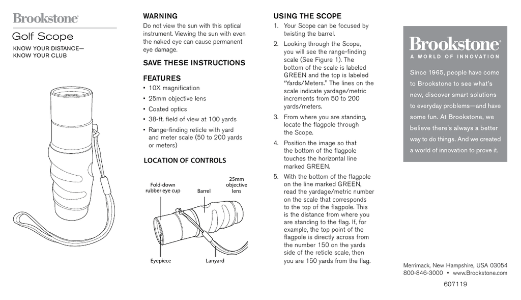 Brookstone Golf Scope Instruction manual Manualzz