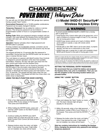 Chamberlain 940D-01 Installation And Using Manual | Manualzz