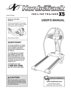 NordicTrack X5 Incline Trainer - User manual, User's Guide, User's