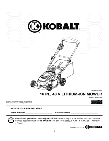 Kobalt KMB 4040 06 4 Piece 40 Volt Max Cordless Power Equipment Combo Kit Assembly Instructions