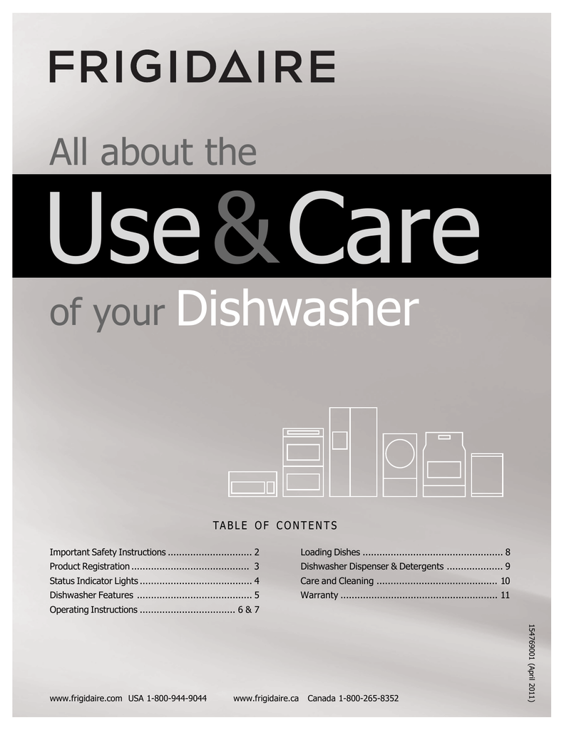 Frigidaire Dishwasher Use & Care Manual Manualzz