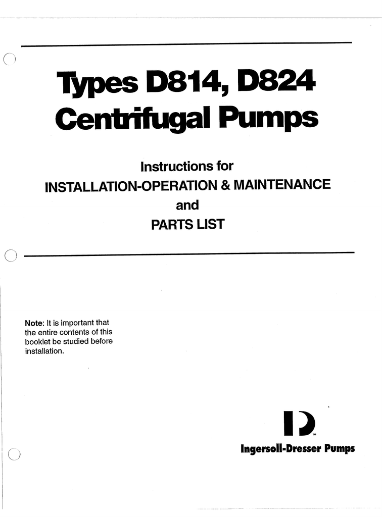 Page 1 Types D814 D824 Centrifugal Pumps Instructions For Manualzz