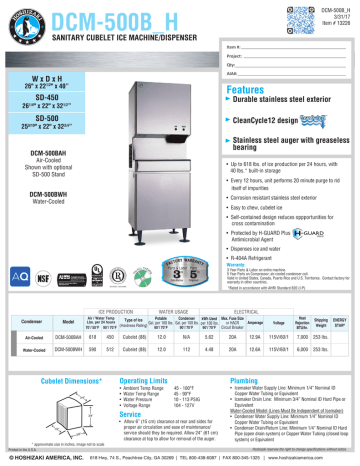 Hoshizaki DCM-500B H | Manualzz