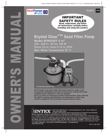 sfx330 filter pump manual