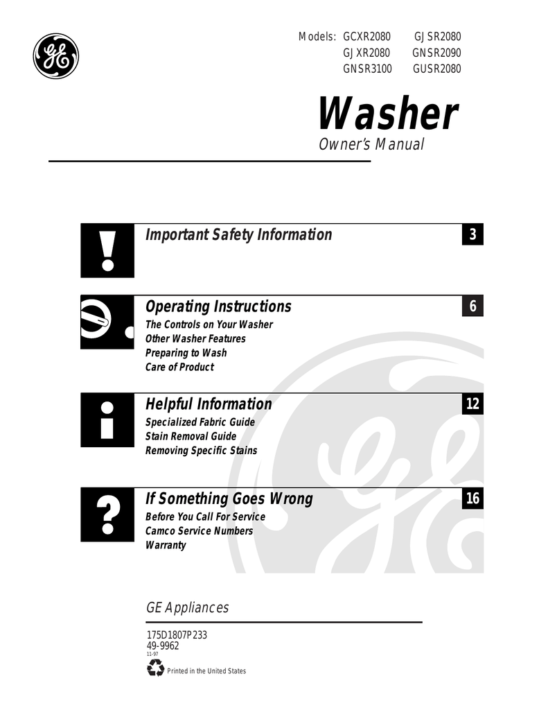 GE Washer Manualzz