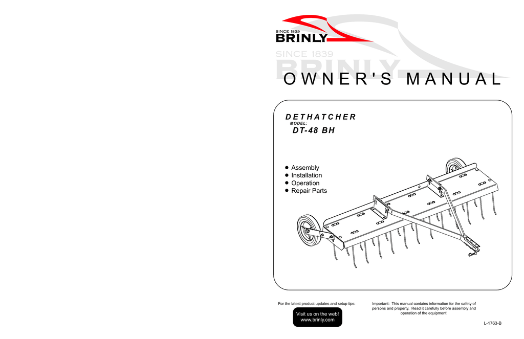 DT 48 Dethatcher Manual Manualzz