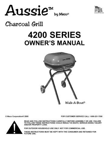 AMERICANA 4200.0A236 Walk-A-Bout Portable Charcoal Grill Instructions ...