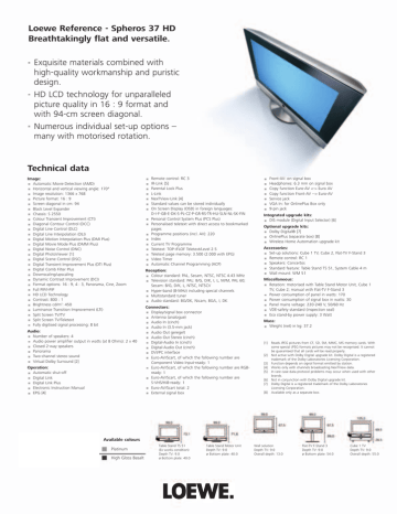 Loewe Spheros 37 HD Product Details Manualzz