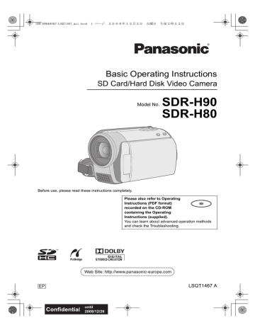 Panasonic SDRH80 Operating instructions | Manualzz