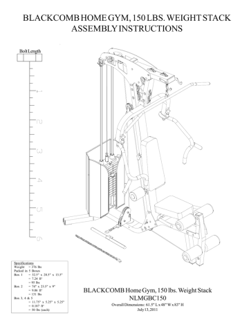 BLACKCOMB HOME GYM 150 LBS. WEIGHT STACK ASSEMBLY Manualzz