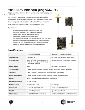 TBS UNIFY Pro Manual | Manualzz