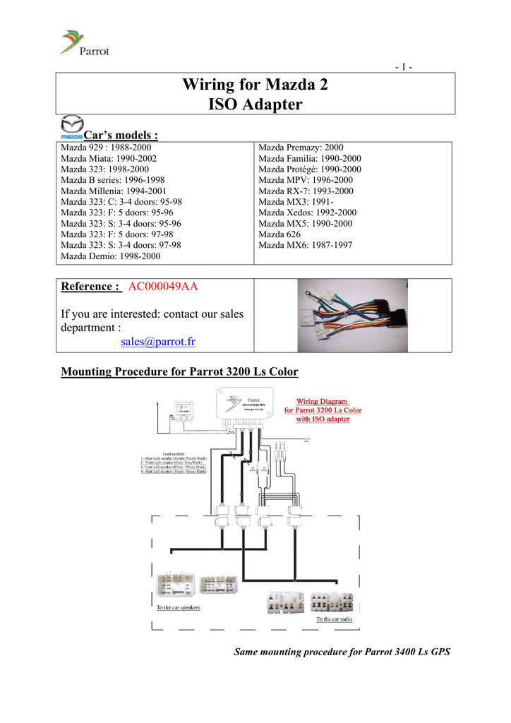 Wiring For Mazda 2 Iso Adapter Manualzz