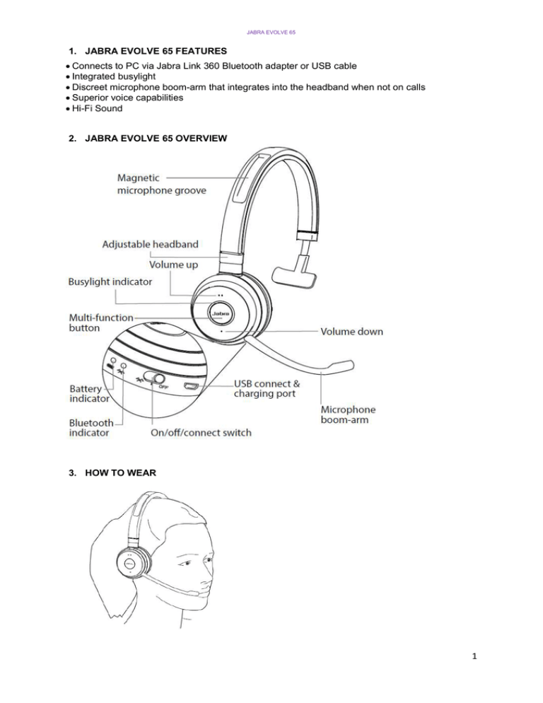 connecting jabra evolve 65 to pc
