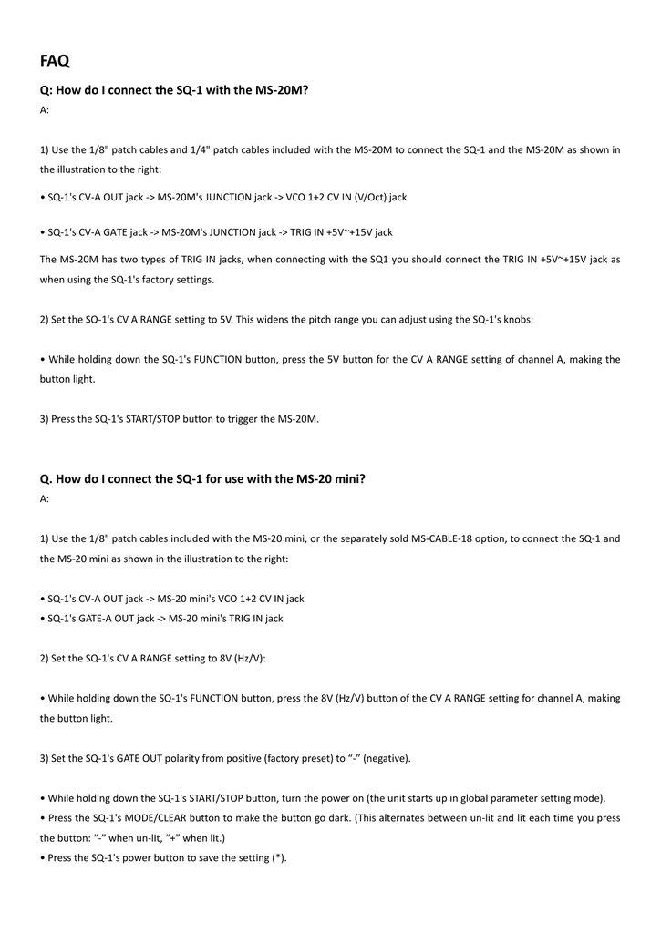 Q How Do I Connect The Sq 1 With The Ms m Manualzz