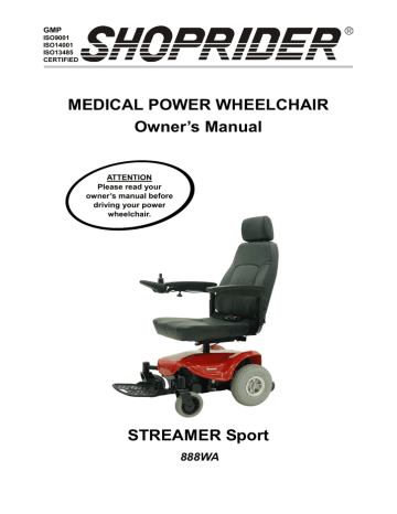 Shoprider Streamer Sport 888WA-RED Power Chair User manual | Manualzz