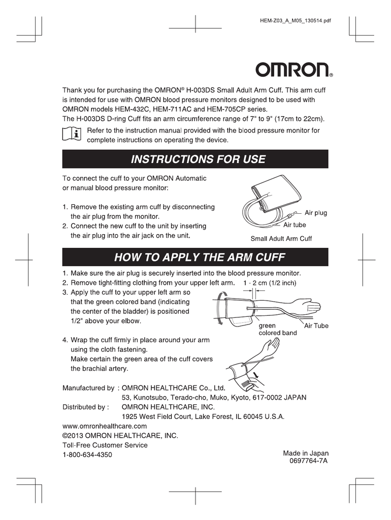 Omron HEM-7530T Automatic Upper Arm Blood Pressure Monitor, Small Adult Cuff