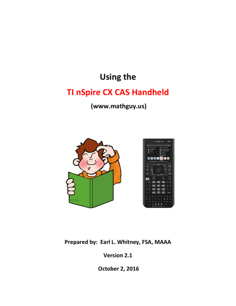 Using The Ti Nspire Cx Cas Handheld Manualzz