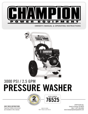 Champion PRESSURE WASHER | Manualzz