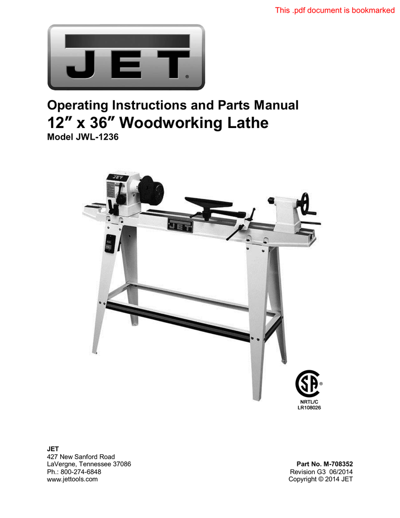 12” x 36” Woodworking Lathe Manualzz