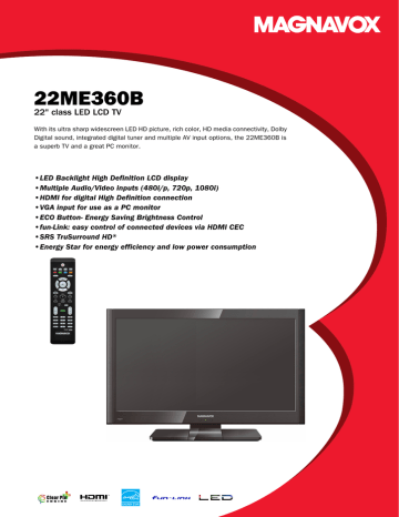 Magnavox 22ME360B Specifications | Manualzz
