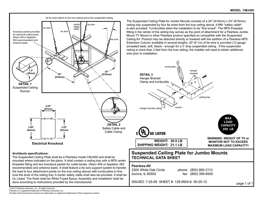 Suspended Ceiling Plate For Jumbo Mounts Manualzz Com