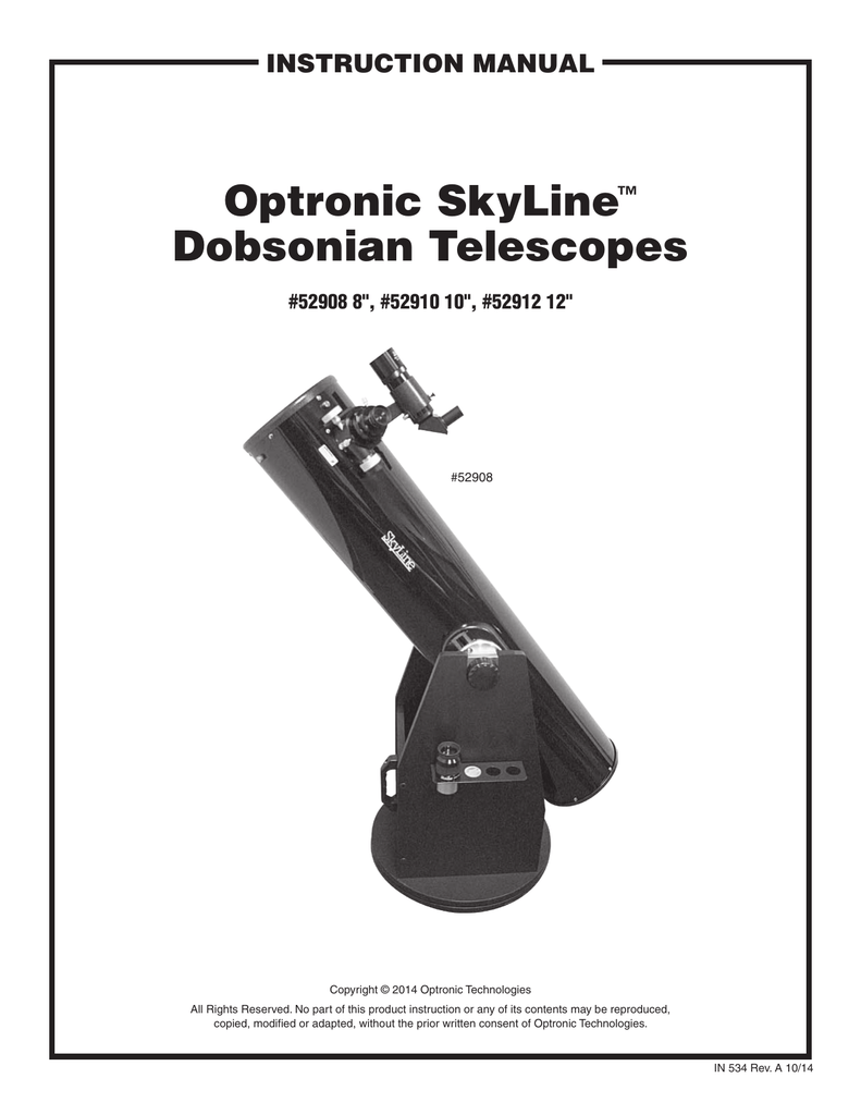 Optronic SkyLine™ Dobsonian Telescopes Manualzz