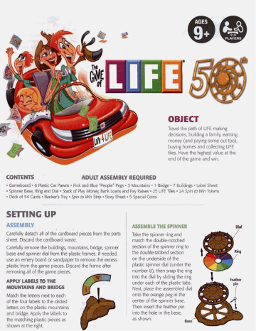 Life game of Adventures Edition 09060 Instructions - Hasbro
