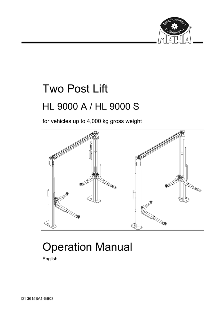 Two Post Lift Operation Manual Manualzz