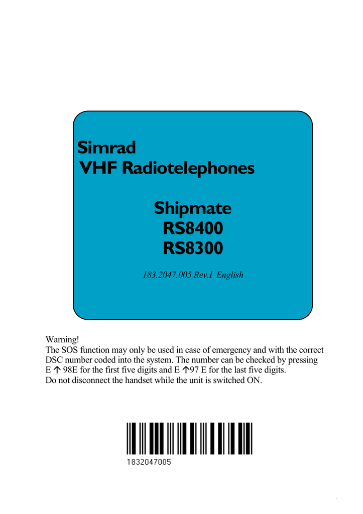 simrad shipmate rs 8300 manual