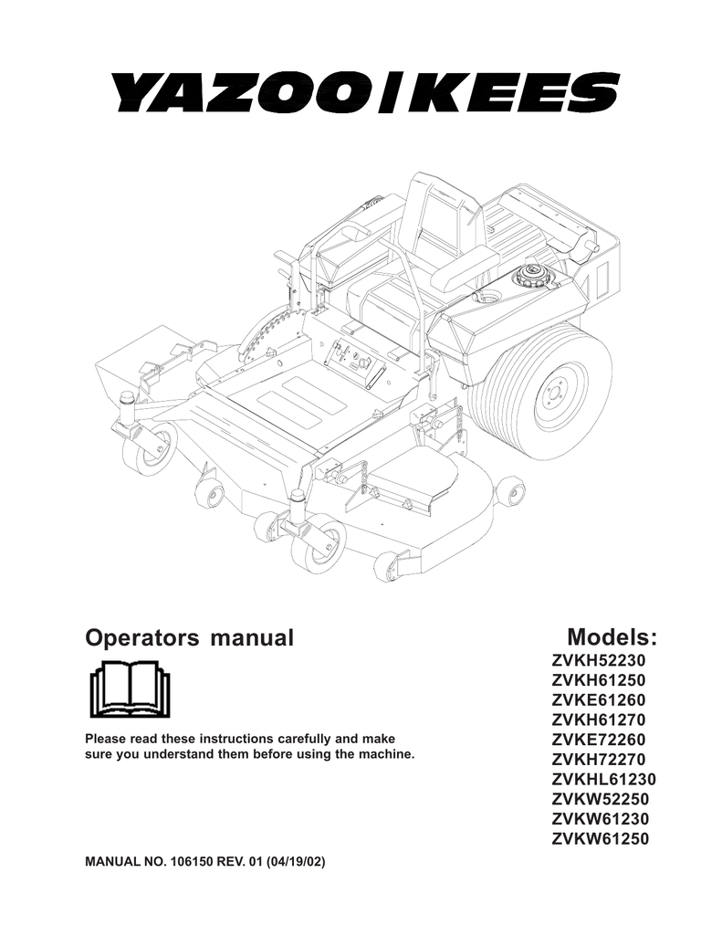 Yazoo/Kees ZVKE72260 Lawn Mower User manual | Manualzz