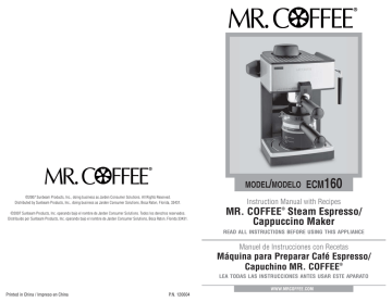 Mr. Coffee ECM160-RB Manual De Usuario | Manualzz