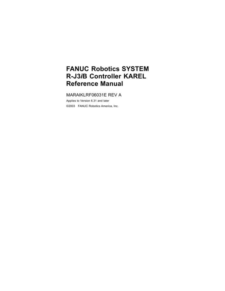 Fanuc Robotics System R J3ib Controller Karel Reference Manualzz