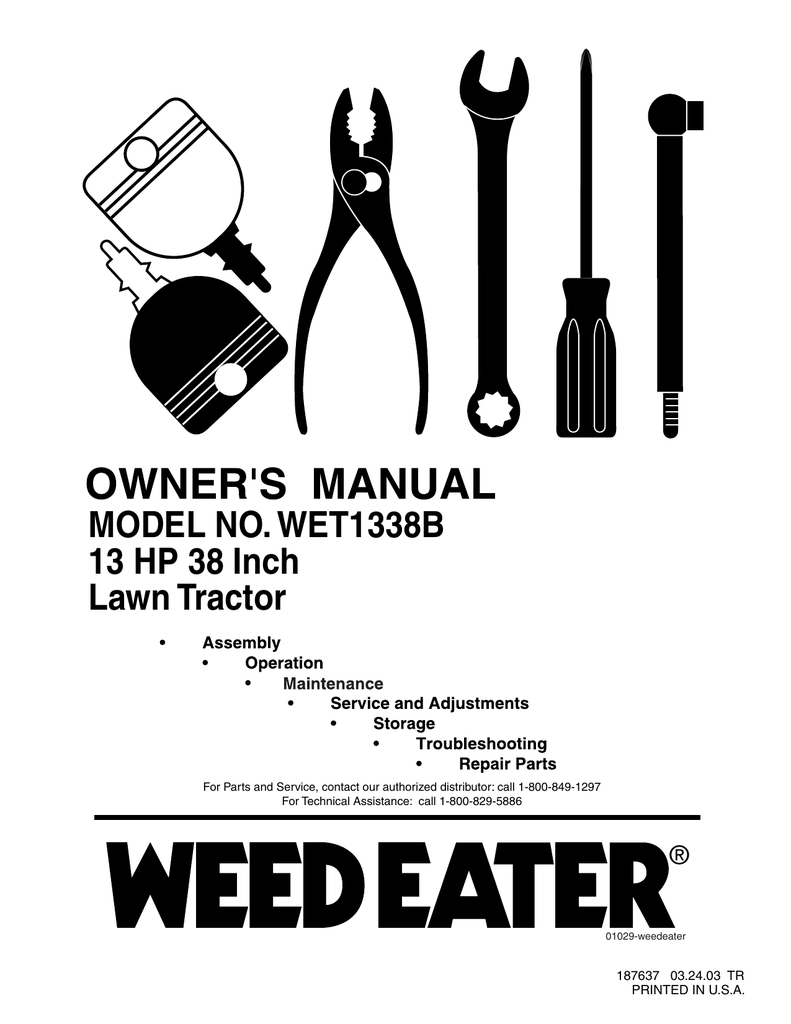 Weed Eater WET1338B Lawn Mower User manual Manualzz