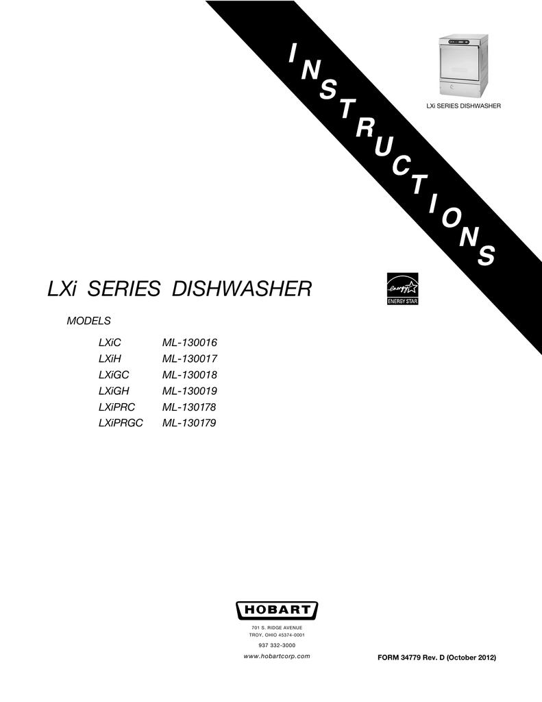 Hobart LXiH ML130017 Instructions Manual Manualzz