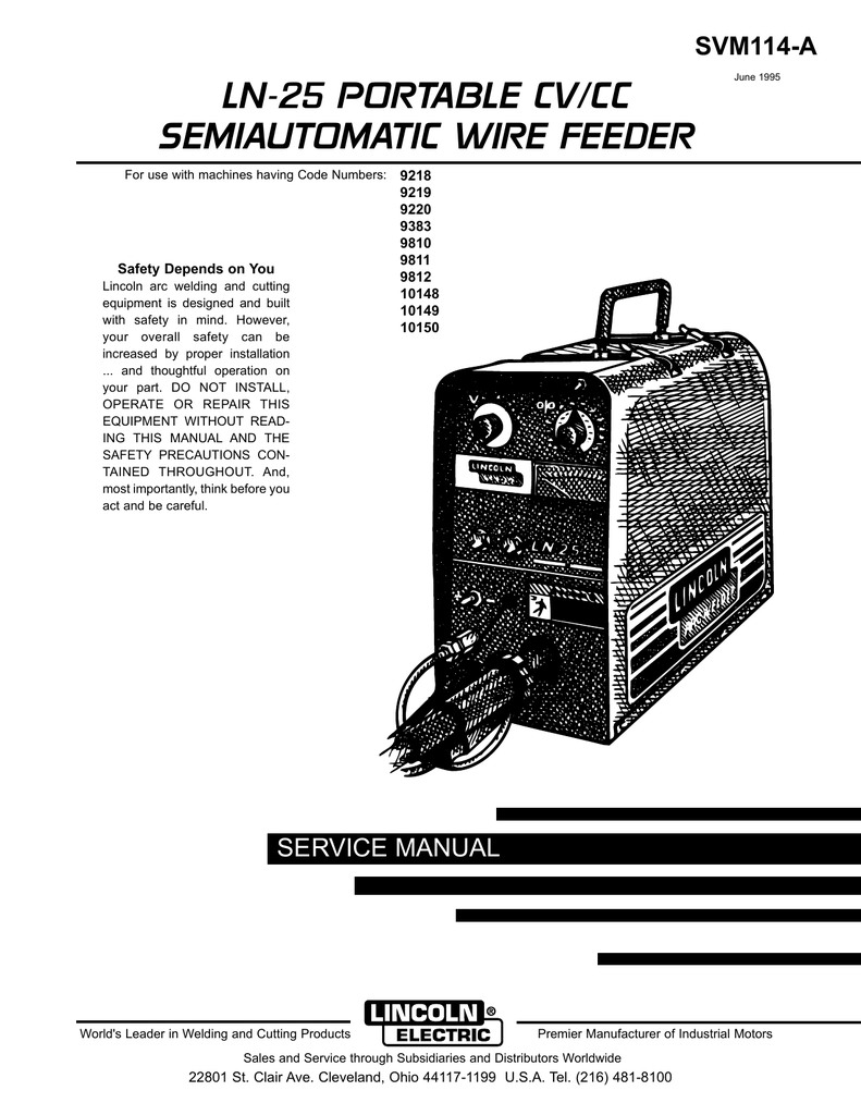 Lincoln Electric LN-25 PORTABLE CC Service manual | Manualzz