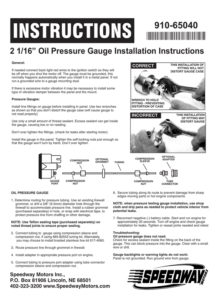 mechanical oil pressure gauge install