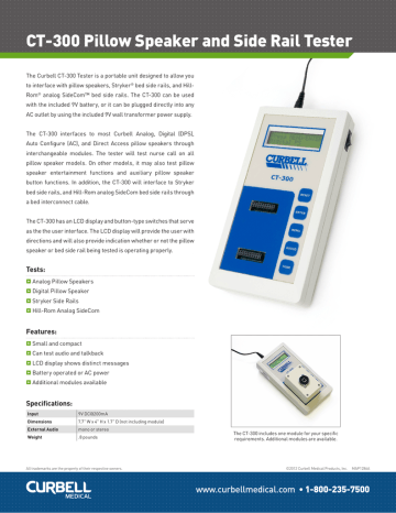 Ct 300 Pillow Speaker And Side Rail Tester Manualzz