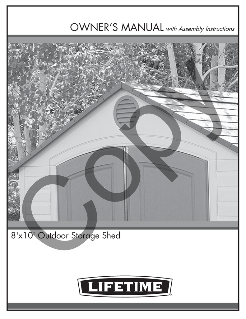 lifetime outdoor products on 8 X10 Outdoor Storage Shed Lifetime Products Making The Things Manualzz