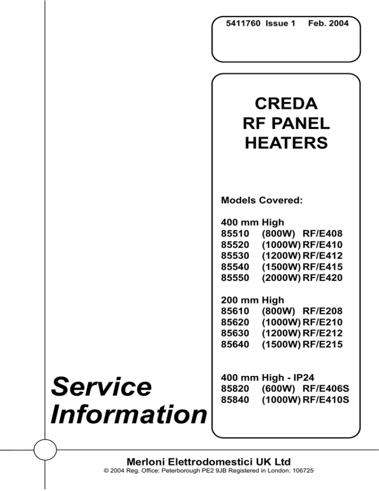 Creda RF Panel Heater instructions Manualzz
