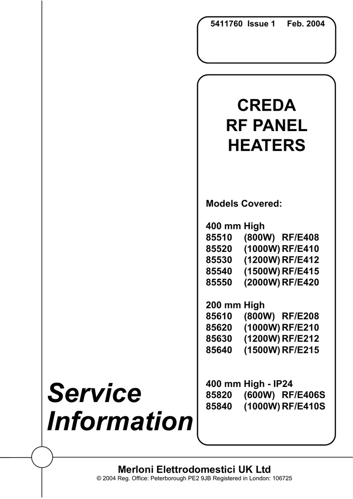 Creda RF Panel Heater instructions Manualzz