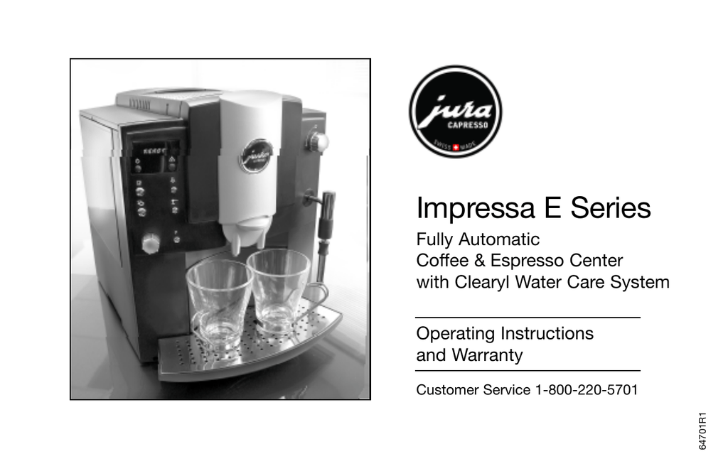 Jura Capresso 64701R1 Operating Instructions And Warranty Manualzz
