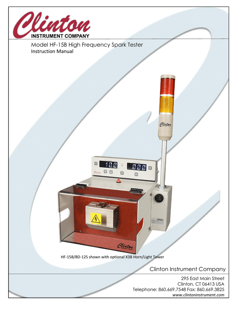 Model HF15B High Frequency Spark Tester Instruction Manual Manualzz