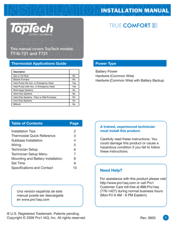 Toptech T721 True Fort Iii Tt N 721 True Fort Iii T721 T725 Installation Manual Manualzz