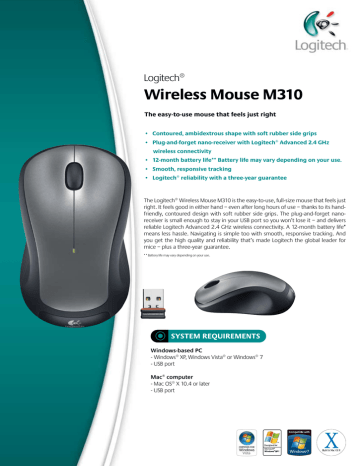 Logitech M310 Specifications | Manualzz