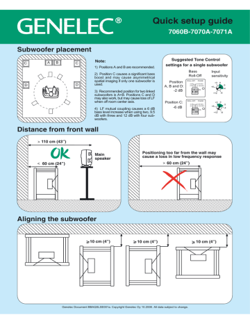 Genelec 7070A Studio Subwoofer Setup guide | Manualzz