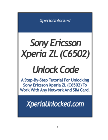 Sony Ericsson Xperia Zl C6502 Unlock Code Manualzz