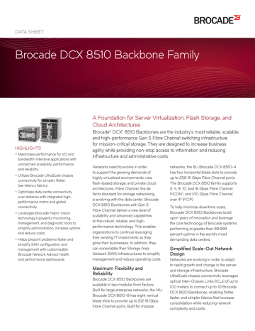 Brocade DCX 8510 Backbone Family - Datasheet | Manualzz