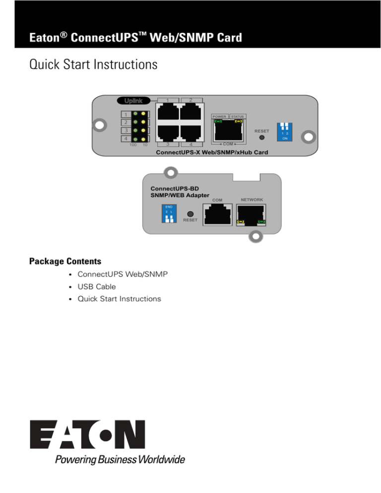 Eaton ConnectUPS /SNMP Card Quick Start Instructions Manualzz