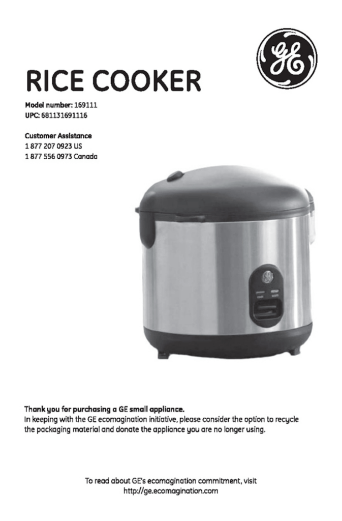 GE Slow Cooker 169200 User Guide